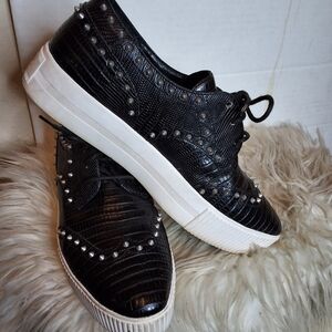 Ash Krush black  Studded Platform Creeper Brogue Tie Up Brogues 40/9.5